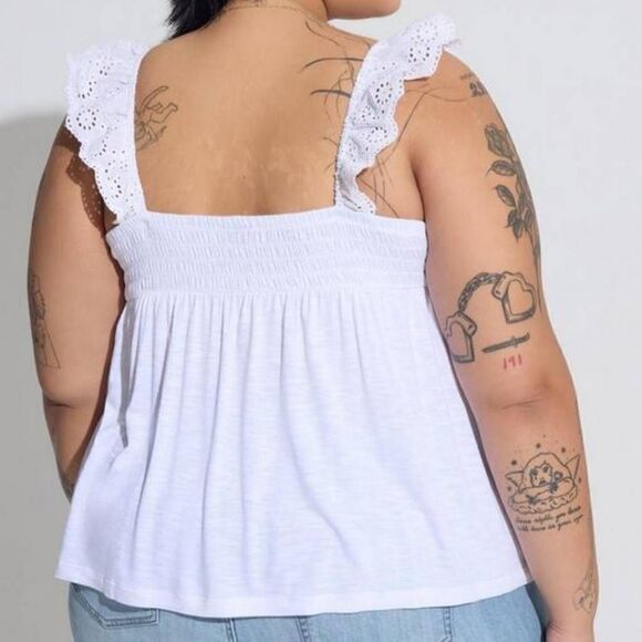 Torrid Women's Plus Size 1X 14-16 Sweetheart Ruffle Eyelet Tie Detail Tank Top - Picture 3 of 5